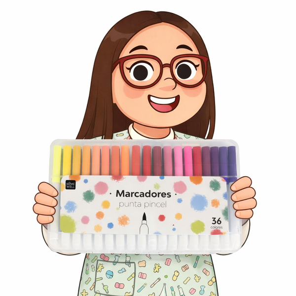 Marcadores de Colores Punta Pincel 36 Unidades